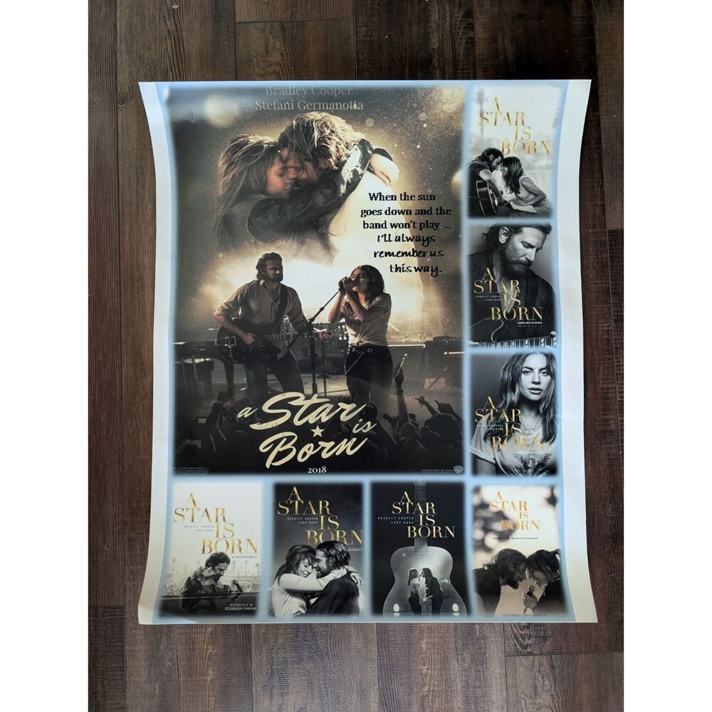 A Star Is Born 2018 Lady Gaga Bradley Cooper Movie Collage Poster 24x30